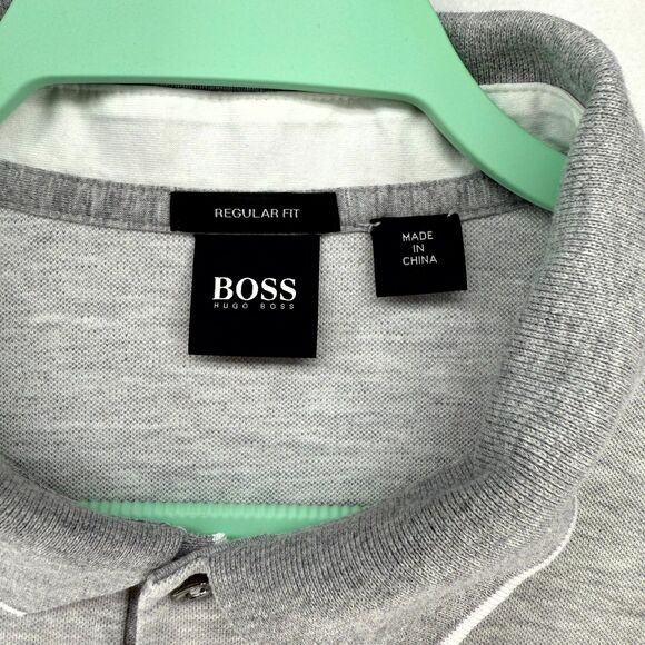 Hugo Boss Regular Fit 100% Cotton Gray Polo Mens Size L‎ - Picture 3 of 10